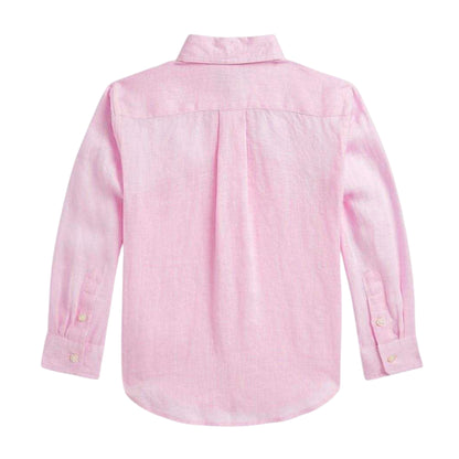 Pink - Back - Ralph Lauren Childrens-Kids Linen Long-Sleeved Shirt