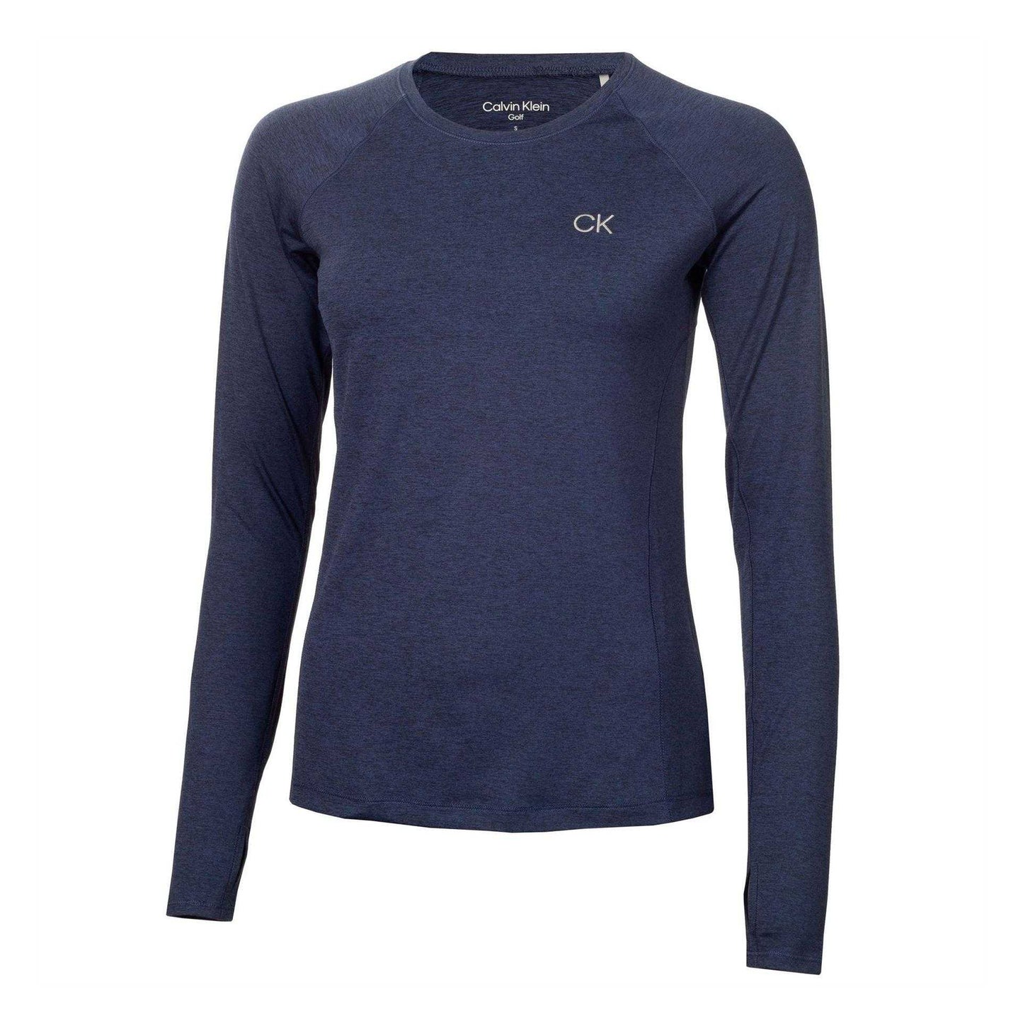Navy Marl - Front - Calvin Klein Womens-Ladies Long-Sleeved T-Shirt