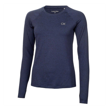 Navy Marl - Front - Calvin Klein Womens-Ladies Long-Sleeved T-Shirt