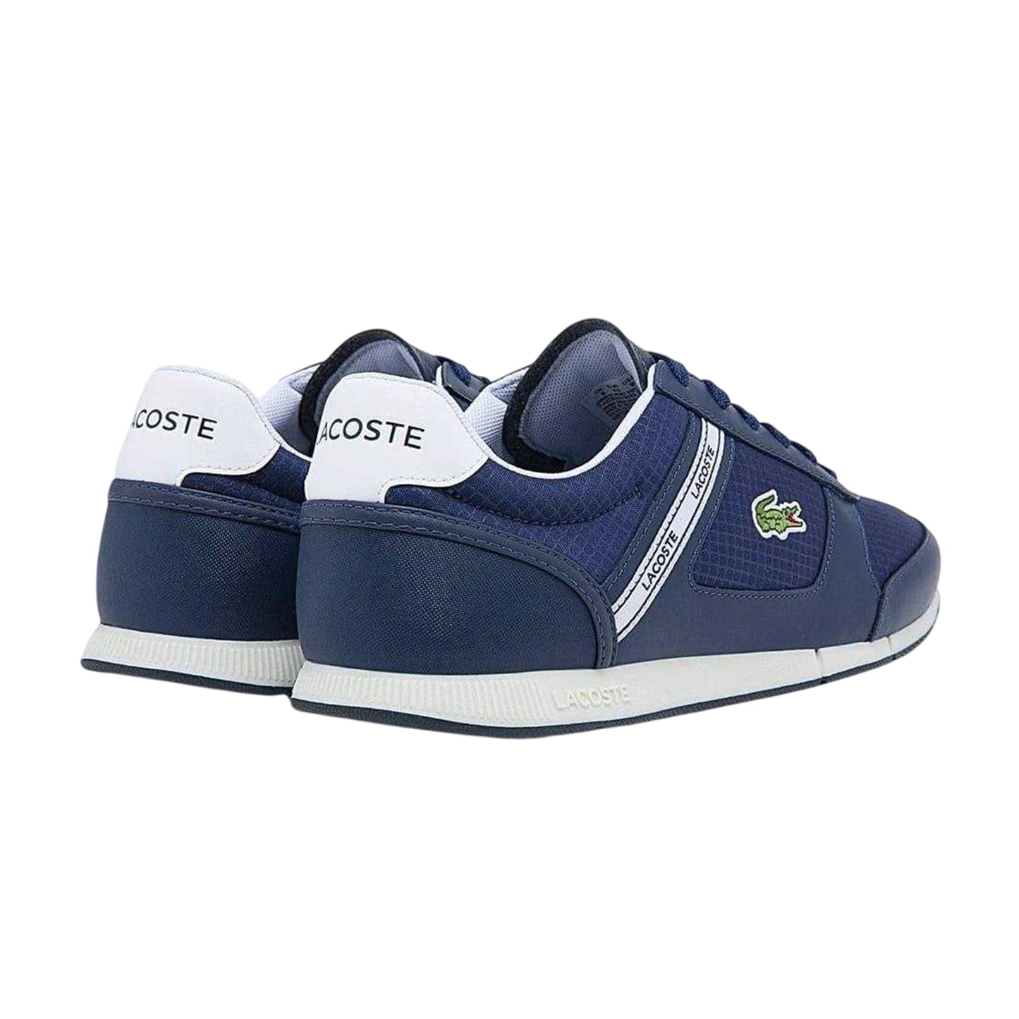 Navy-White - Back - Lacoste Mens Menerva Leather Trainers