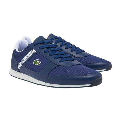 Navy-White - Side - Lacoste Mens Menerva Leather Trainers