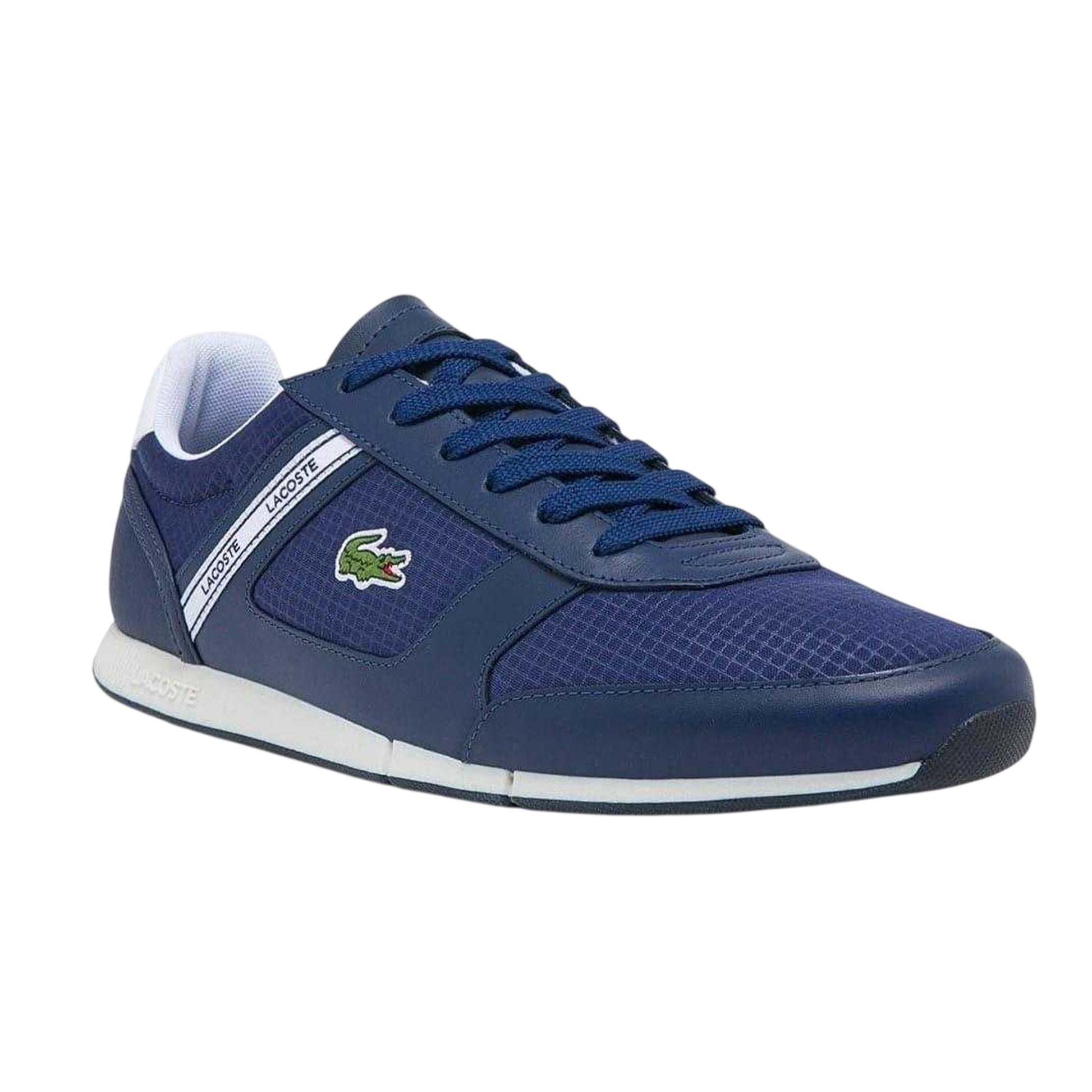 Navy-White - Front - Lacoste Mens Menerva Leather Trainers