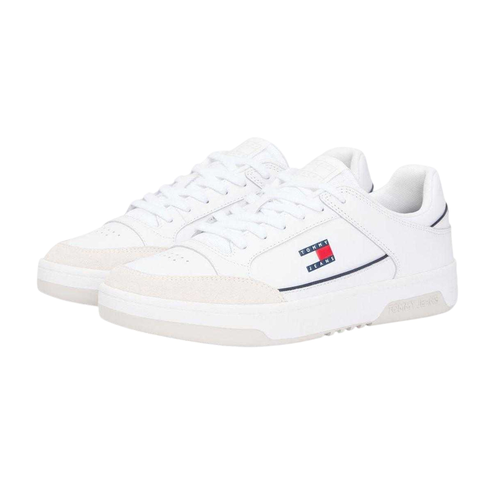 White - Side - Tommy Jeans Mens Leather Cupsole Trainers