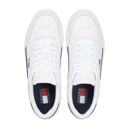White - Lifestyle - Tommy Jeans Mens Leather Cupsole Trainers