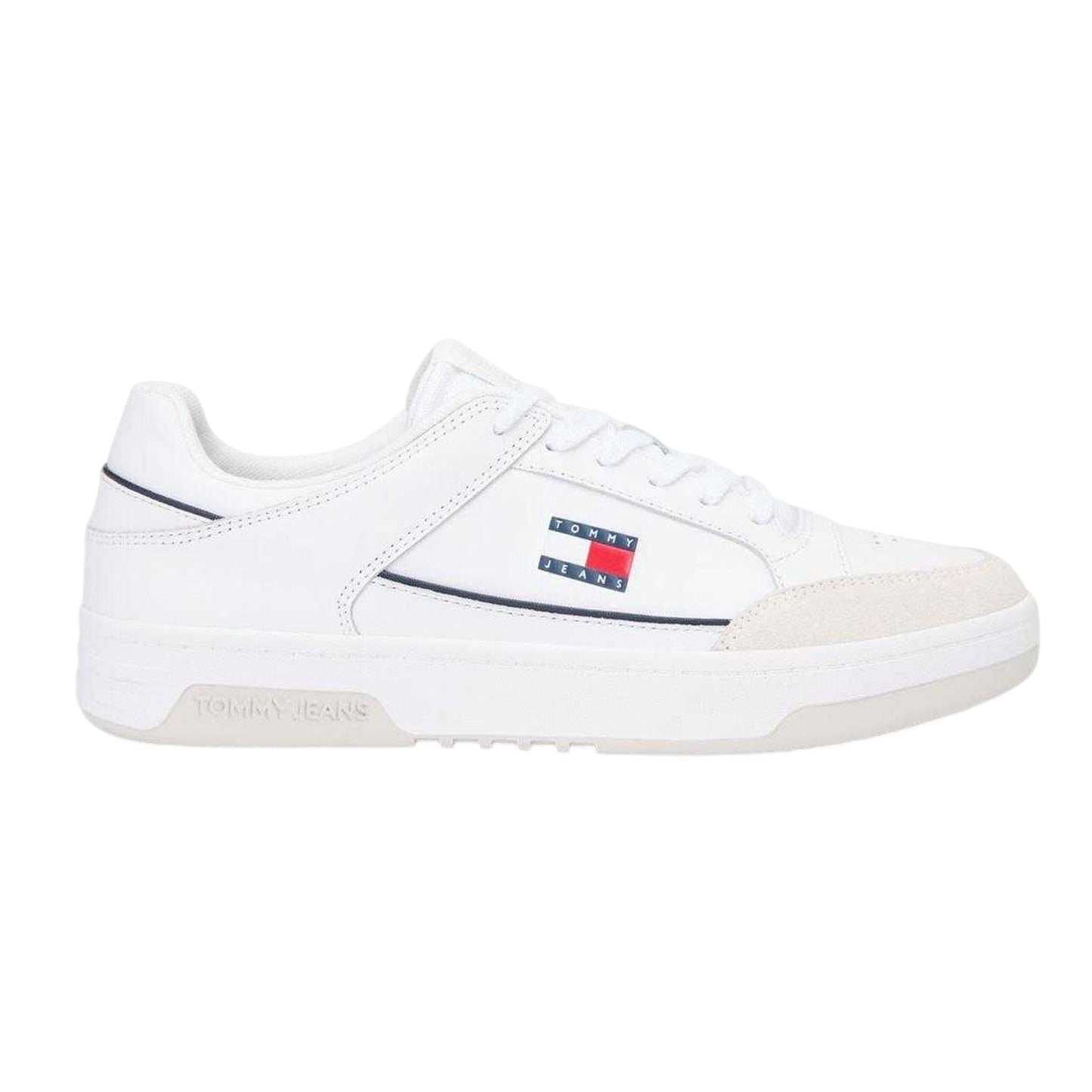White - Front - Tommy Jeans Mens Leather Cupsole Trainers