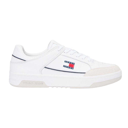 White - Front - Tommy Jeans Mens Leather Cupsole Trainers