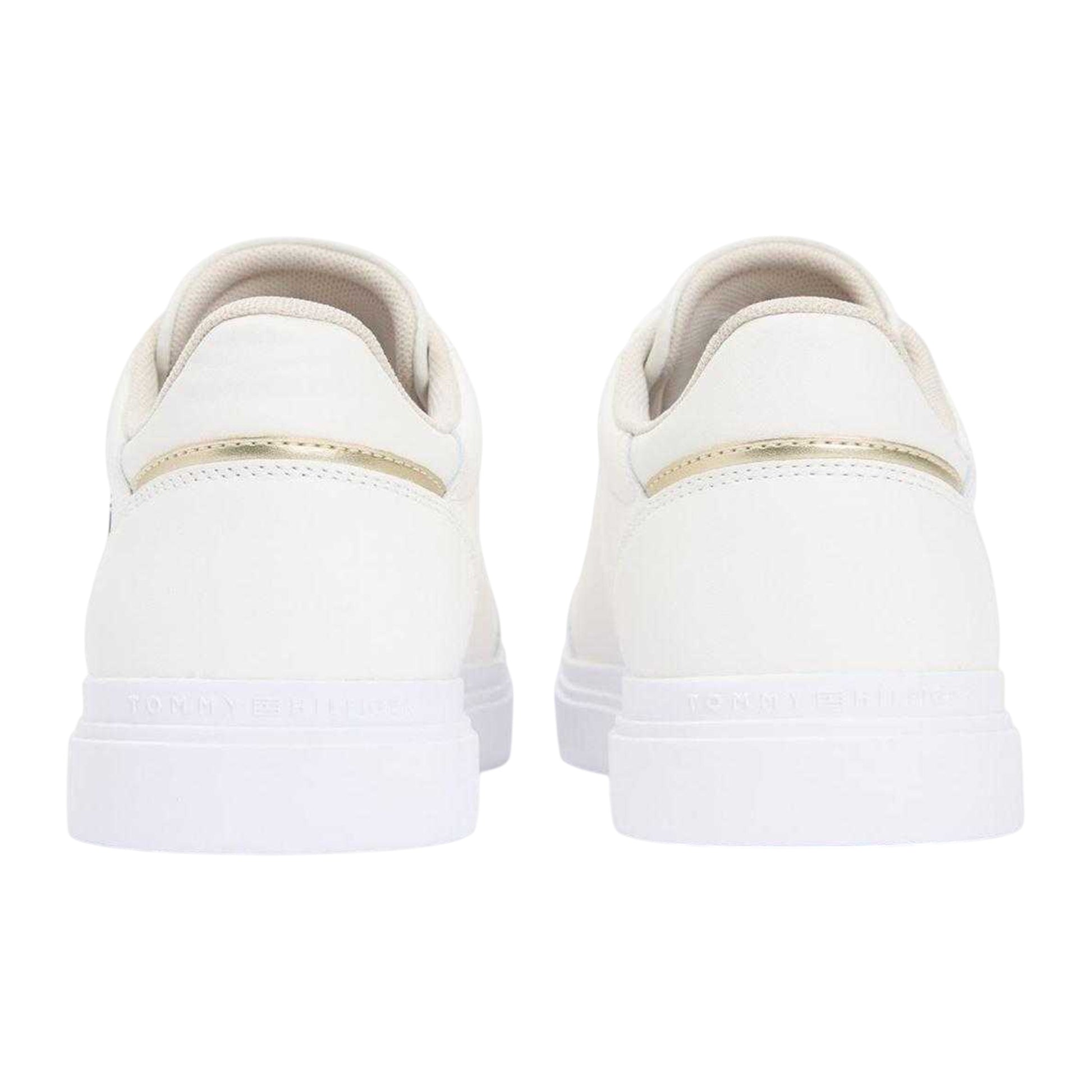 Ecru - Back - Tommy Hilfiger Womens-Ladies Nappa Leather Trainers