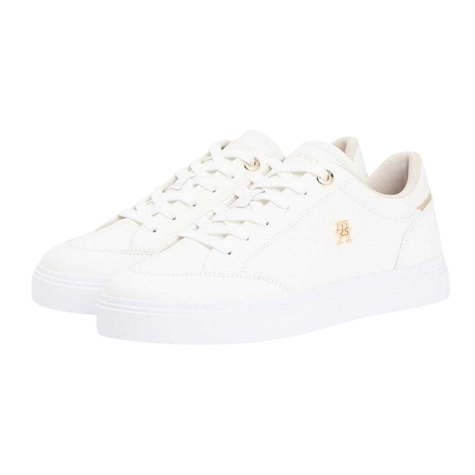 Ecru - Side - Tommy Hilfiger Womens-Ladies Nappa Leather Trainers