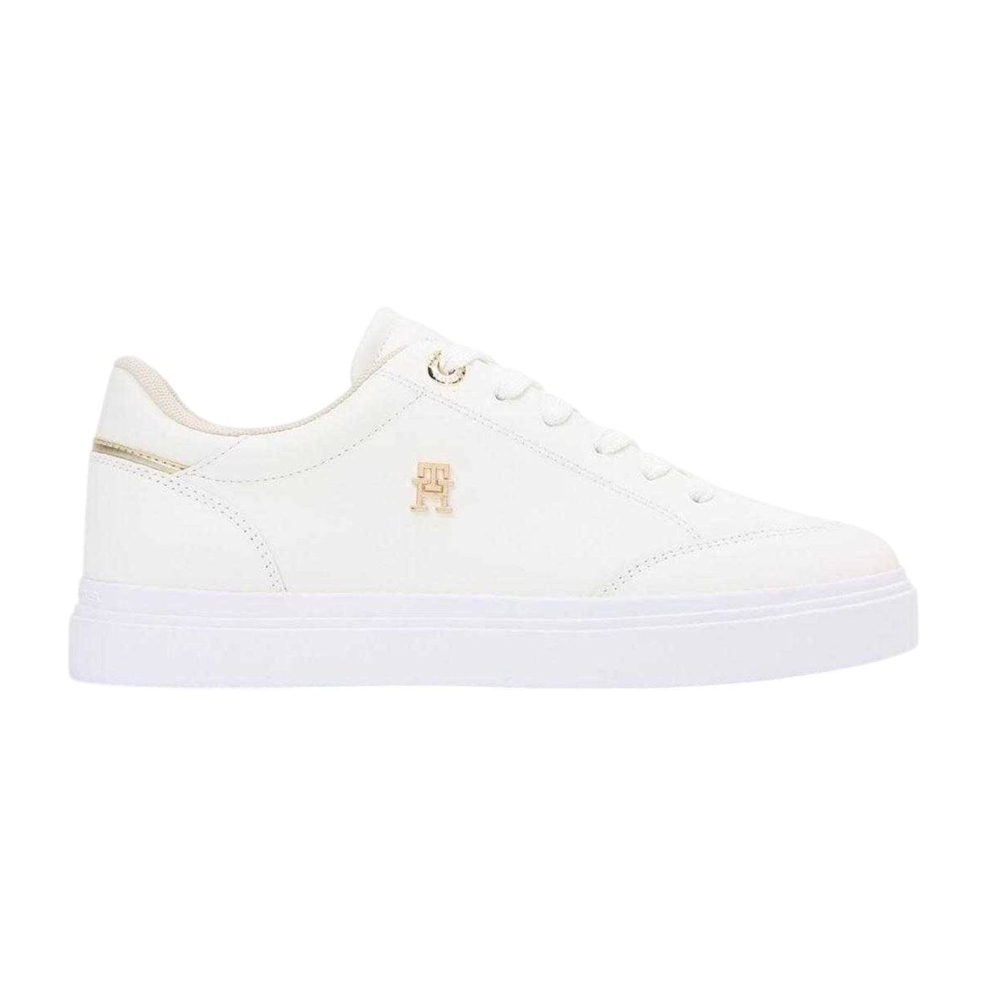 Ecru - Front - Tommy Hilfiger Womens-Ladies Nappa Leather Trainers
