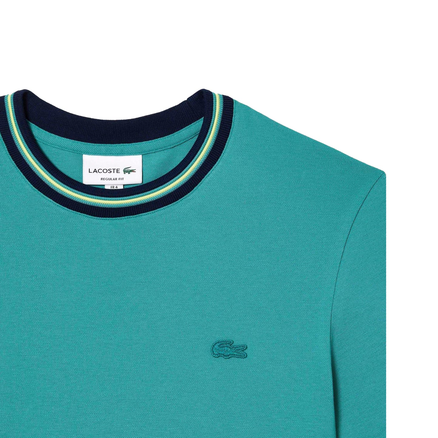 Green - Back - Lacoste Mens Contrast Striped Pique Stretch T-Shirt
