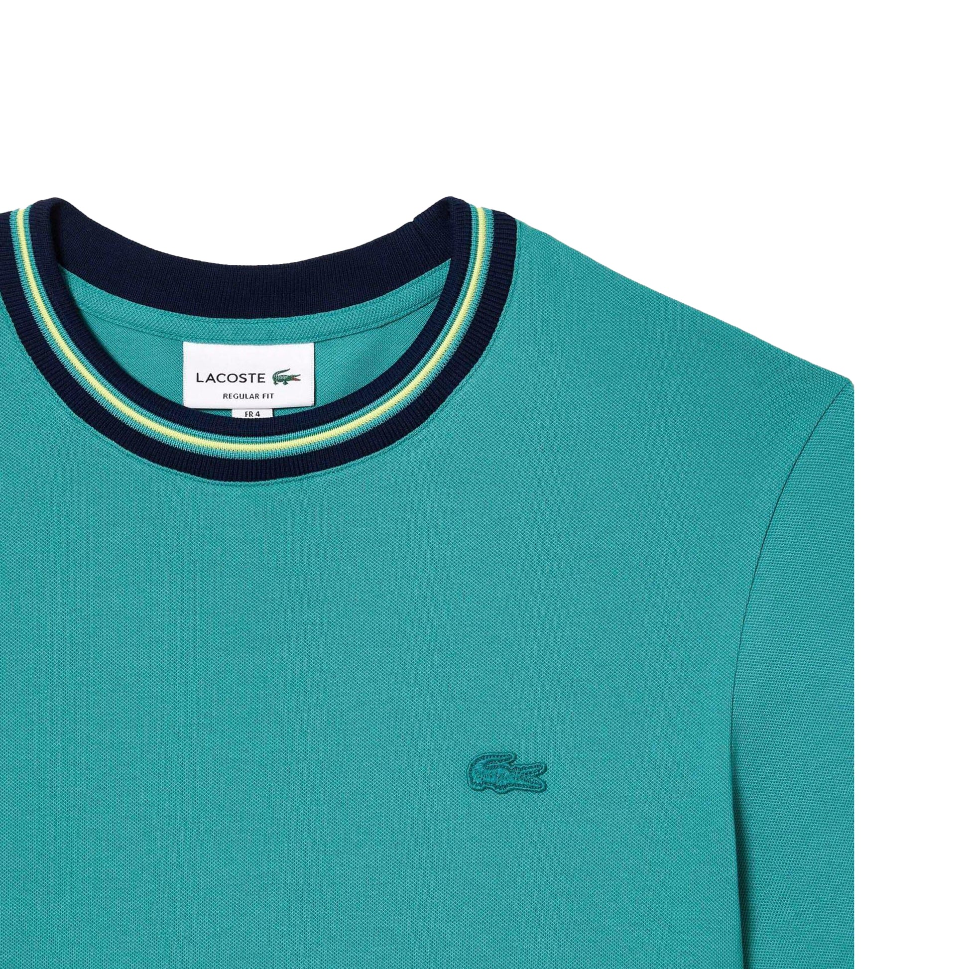 Green - Back - Lacoste Mens Contrast Striped Pique Stretch T-Shirt