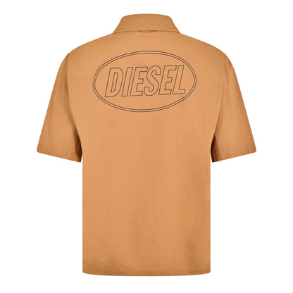 Brown - Back - Diesel Mens Cuban Notch Neck Regular Shirt