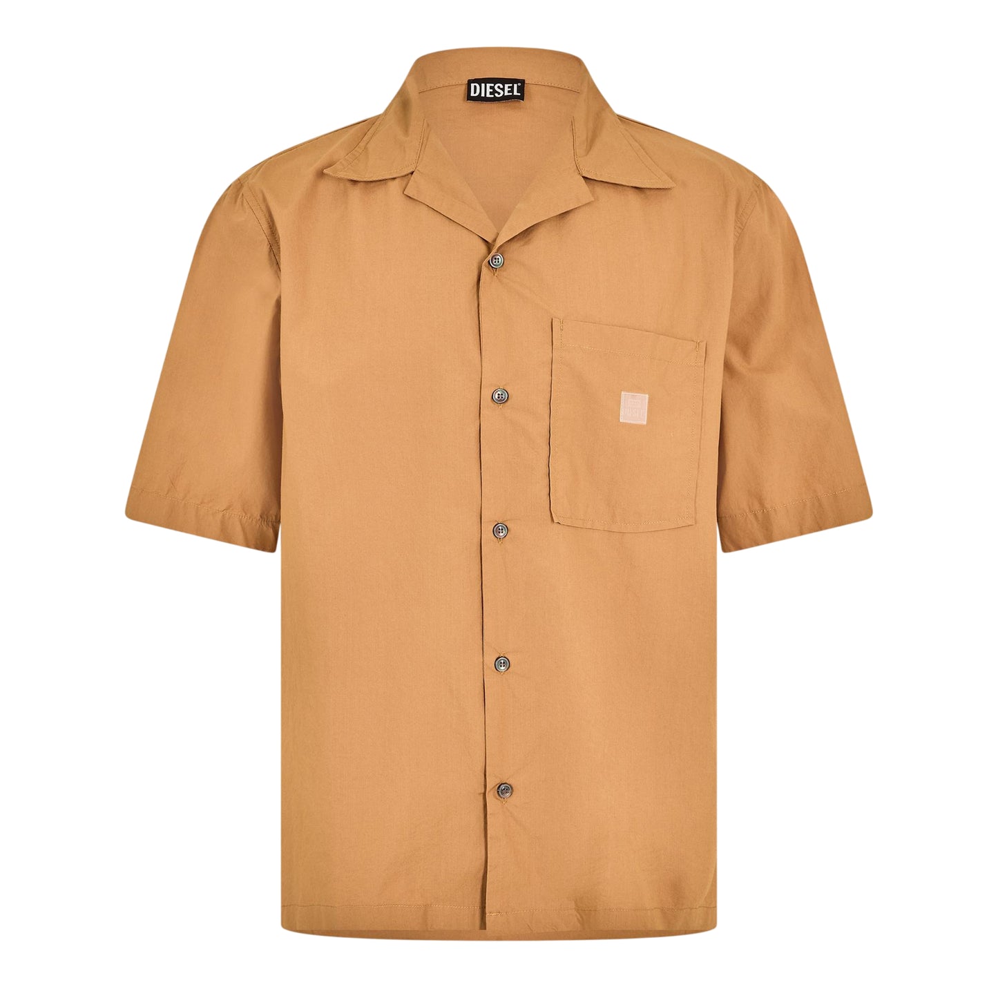 Brown - Front - Diesel Mens Cuban Notch Neck Regular Shirt