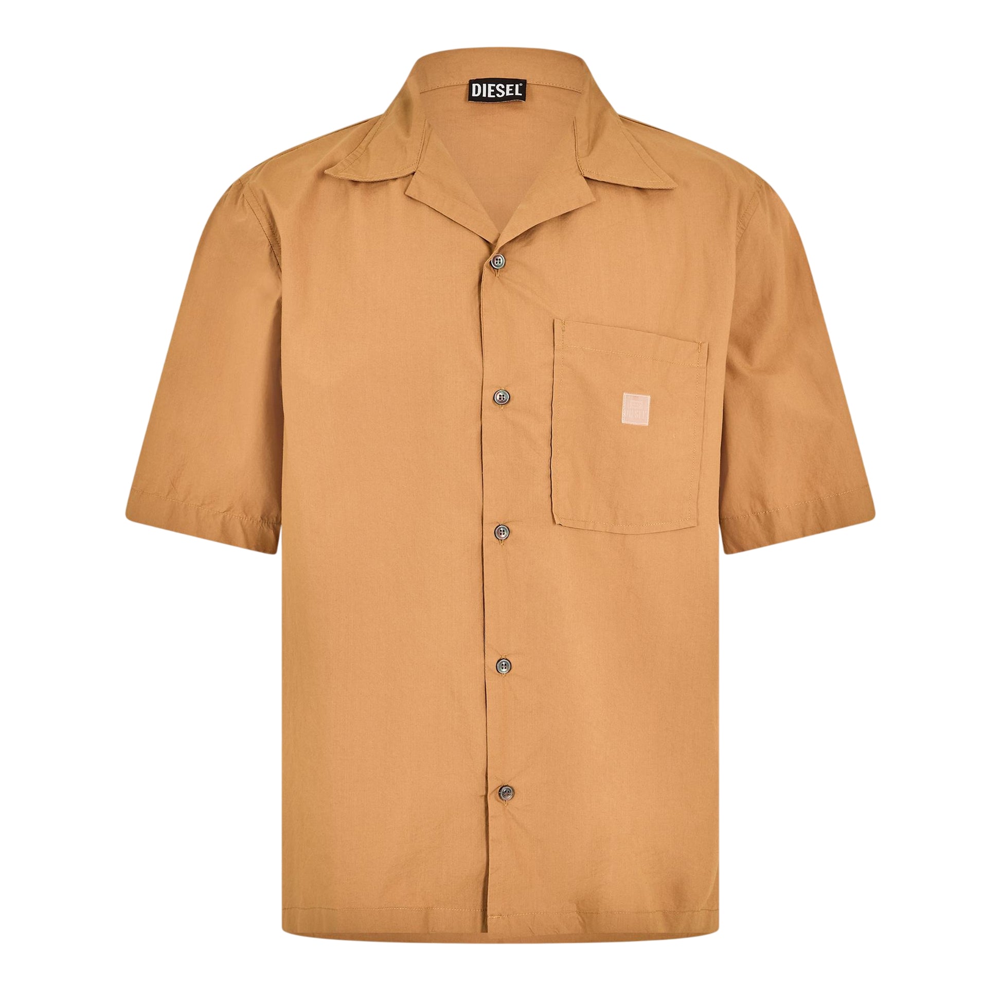 Brown - Front - Diesel Mens Cuban Notch Neck Regular Shirt