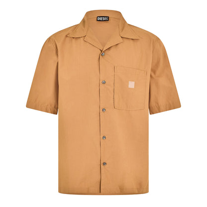 Brown - Front - Diesel Mens Cuban Notch Neck Regular Shirt