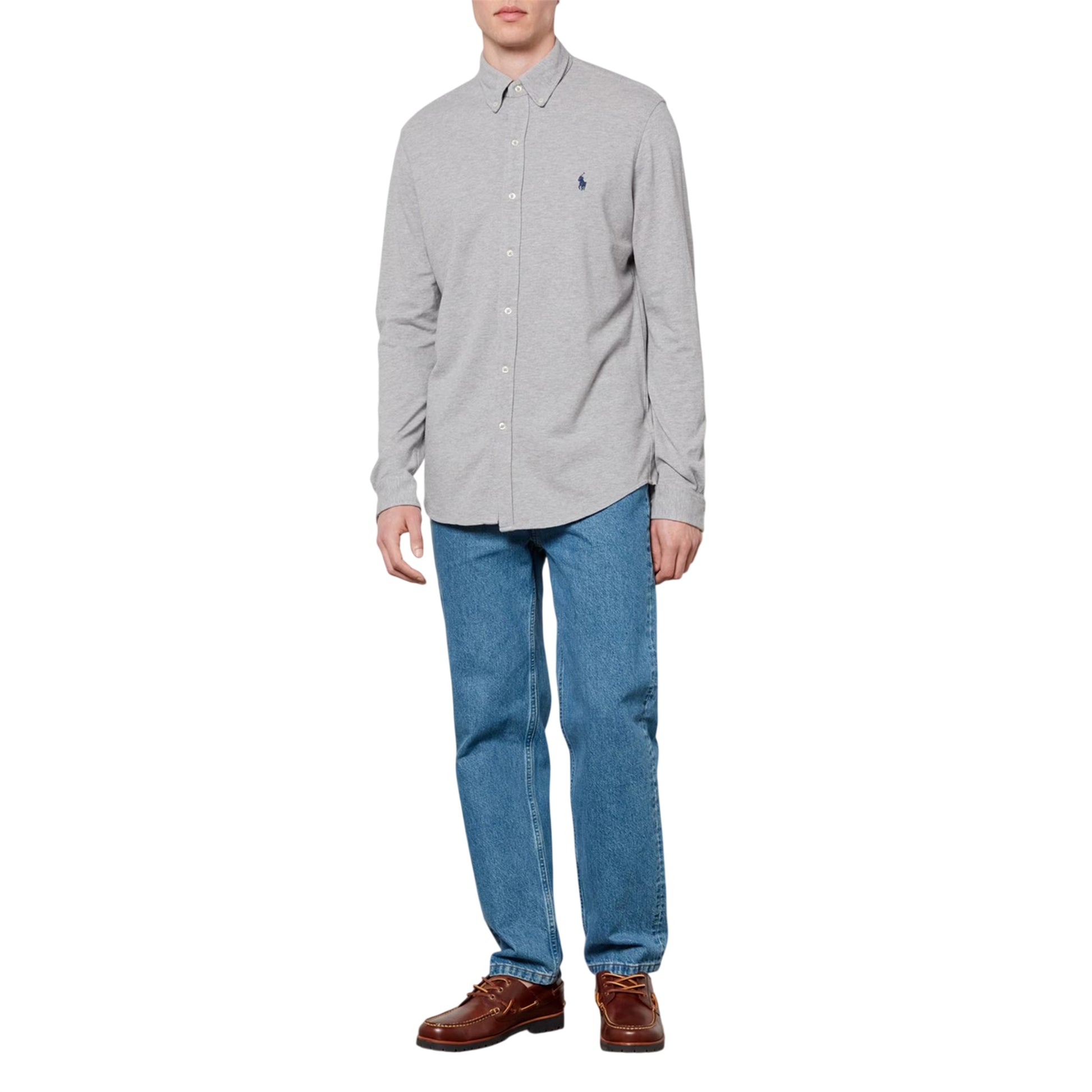 Heather - Side - Ralph Lauren Mens Embroidered Logo Oxford Shirt