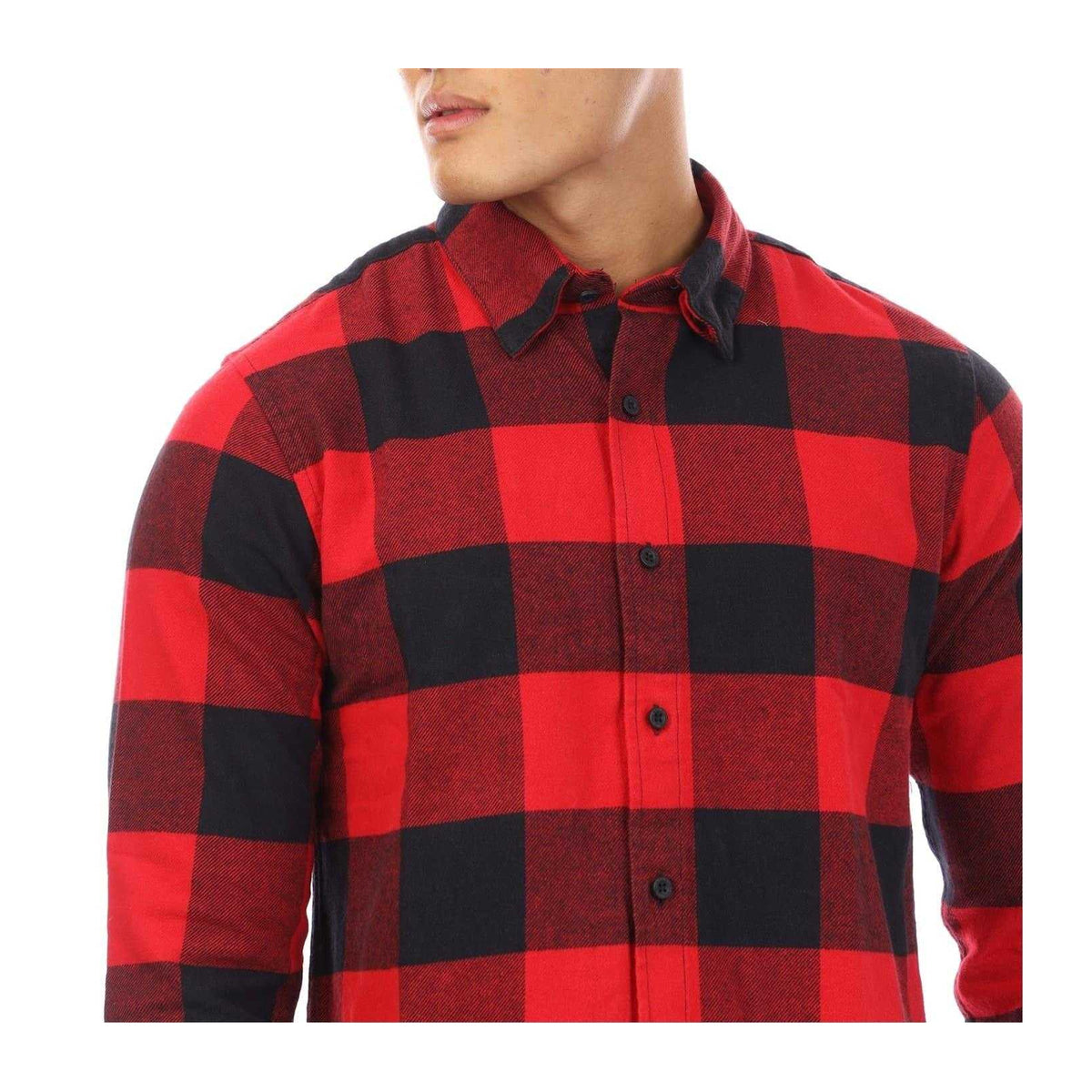 Red-Black - Side - Peter Werth Mens Checked Long-Sleeved Shirt