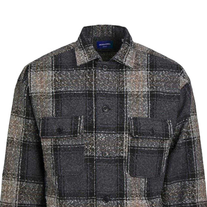 Black - Back - Jack And Jones Mens Bouclé Regular Long-Sleeved Shirt