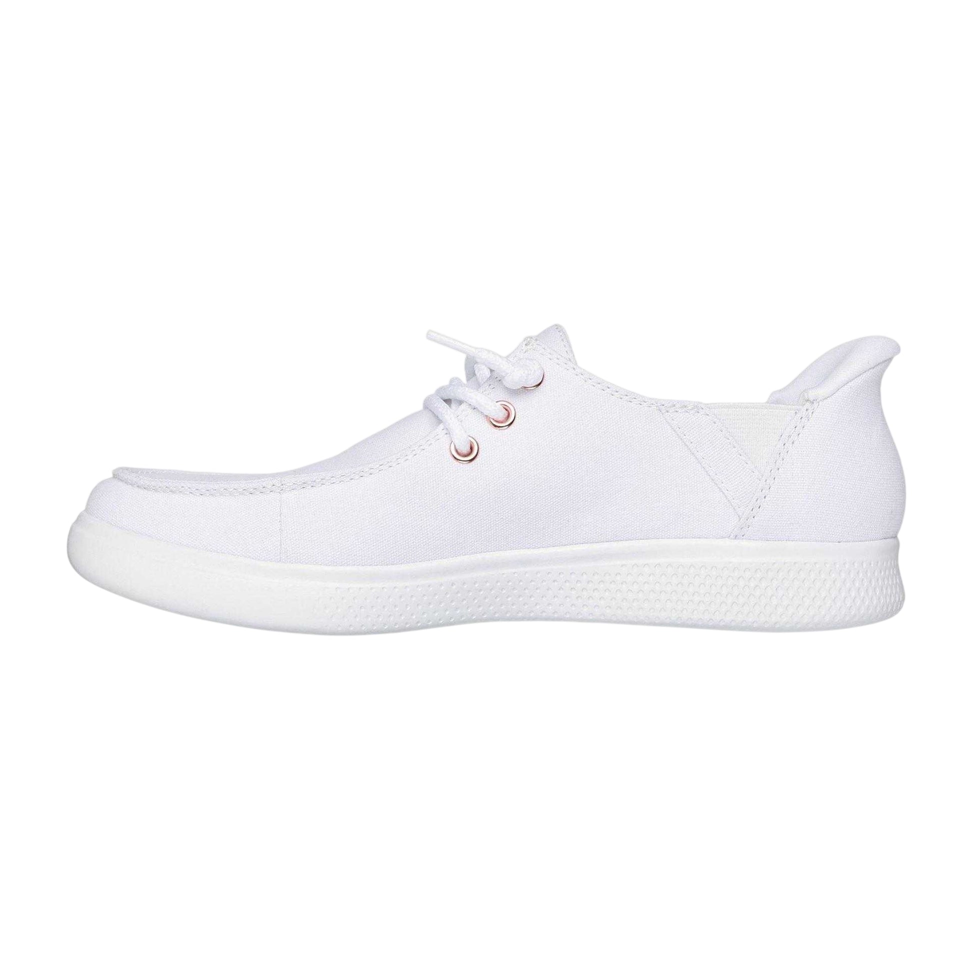 White - Back - Skechers Childrens-Kids Bobs Skip Cute Canvas Trainers