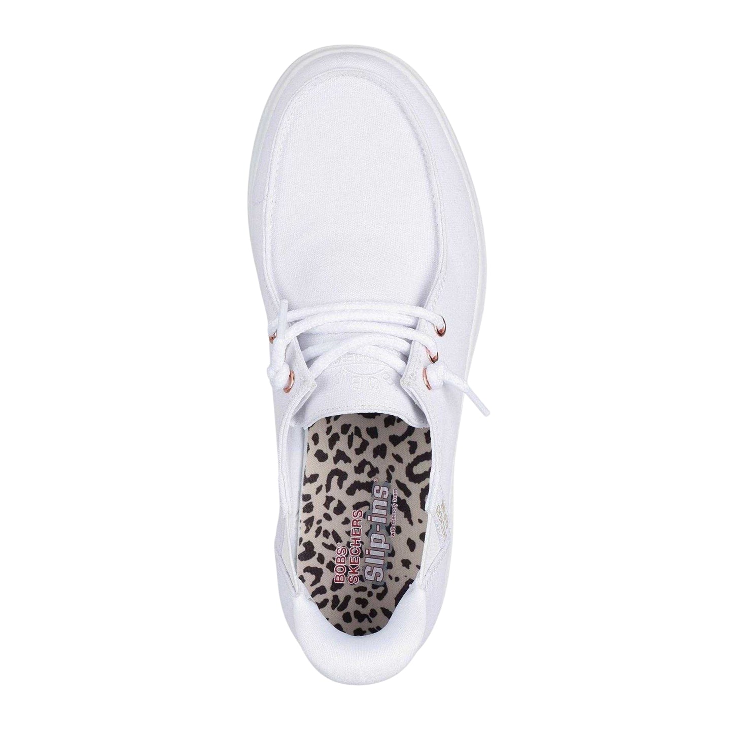 White - Side - Skechers Childrens-Kids Bobs Skip Cute Canvas Trainers