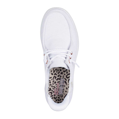 White - Side - Skechers Childrens-Kids Bobs Skip Cute Canvas Trainers