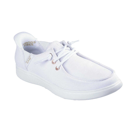 White - Front - Skechers Childrens-Kids Bobs Skip Cute Canvas Trainers
