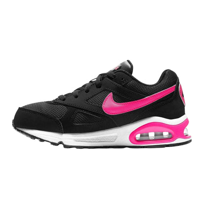 Black-Pink - Back - Nike Girls Air Max Ivo Logo Leather Trainers