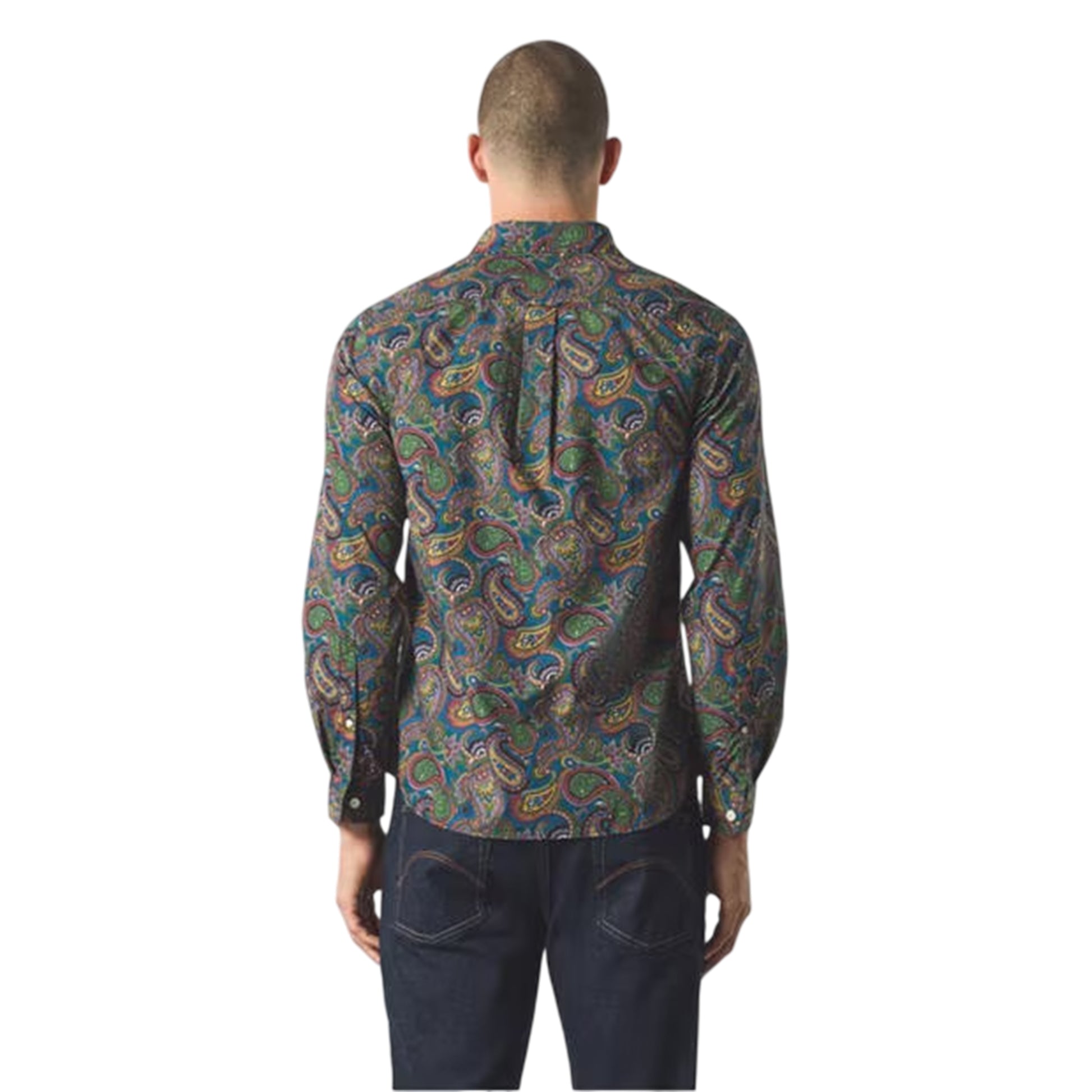 Multicoloured - Back - Pretty Green Mens Paisley Long-Sleeved Shirt