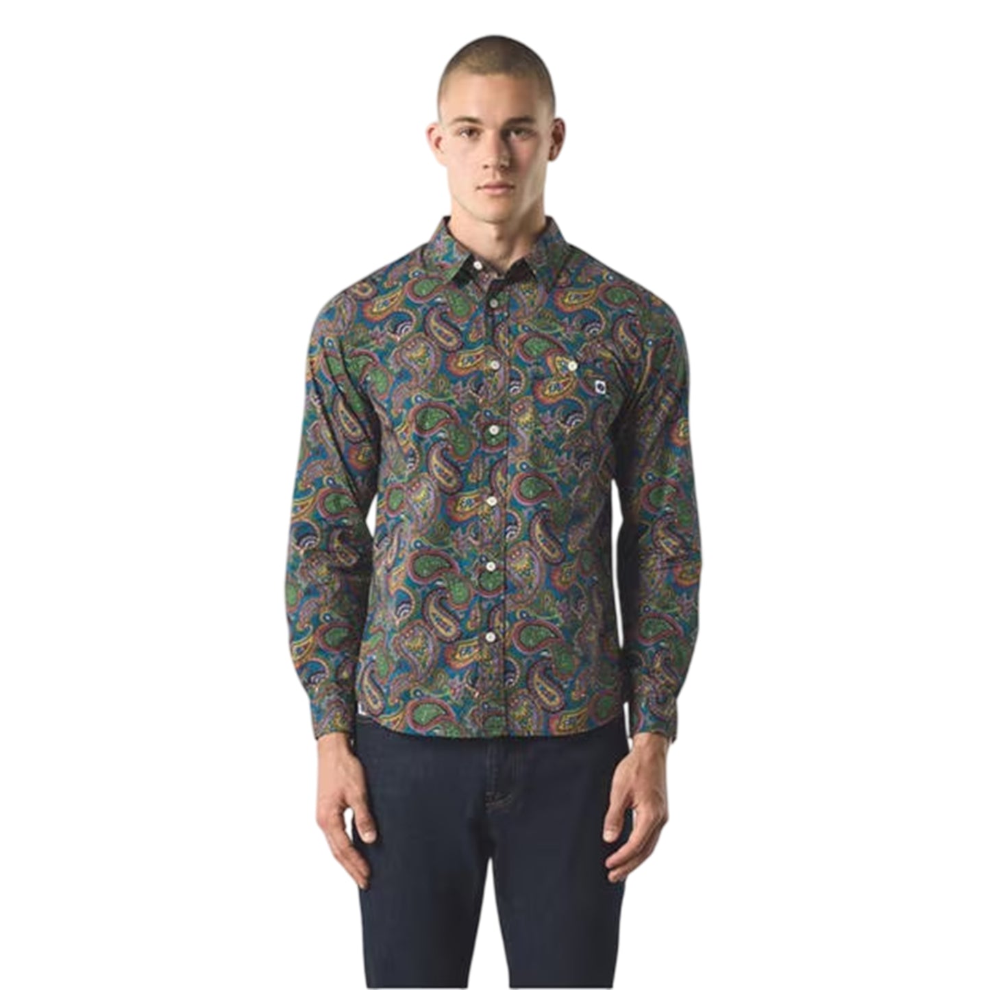 Multicoloured - Side - Pretty Green Mens Paisley Long-Sleeved Shirt