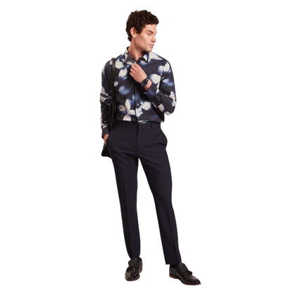 Navy - Side - Ted Baker Mens Floral Shirt