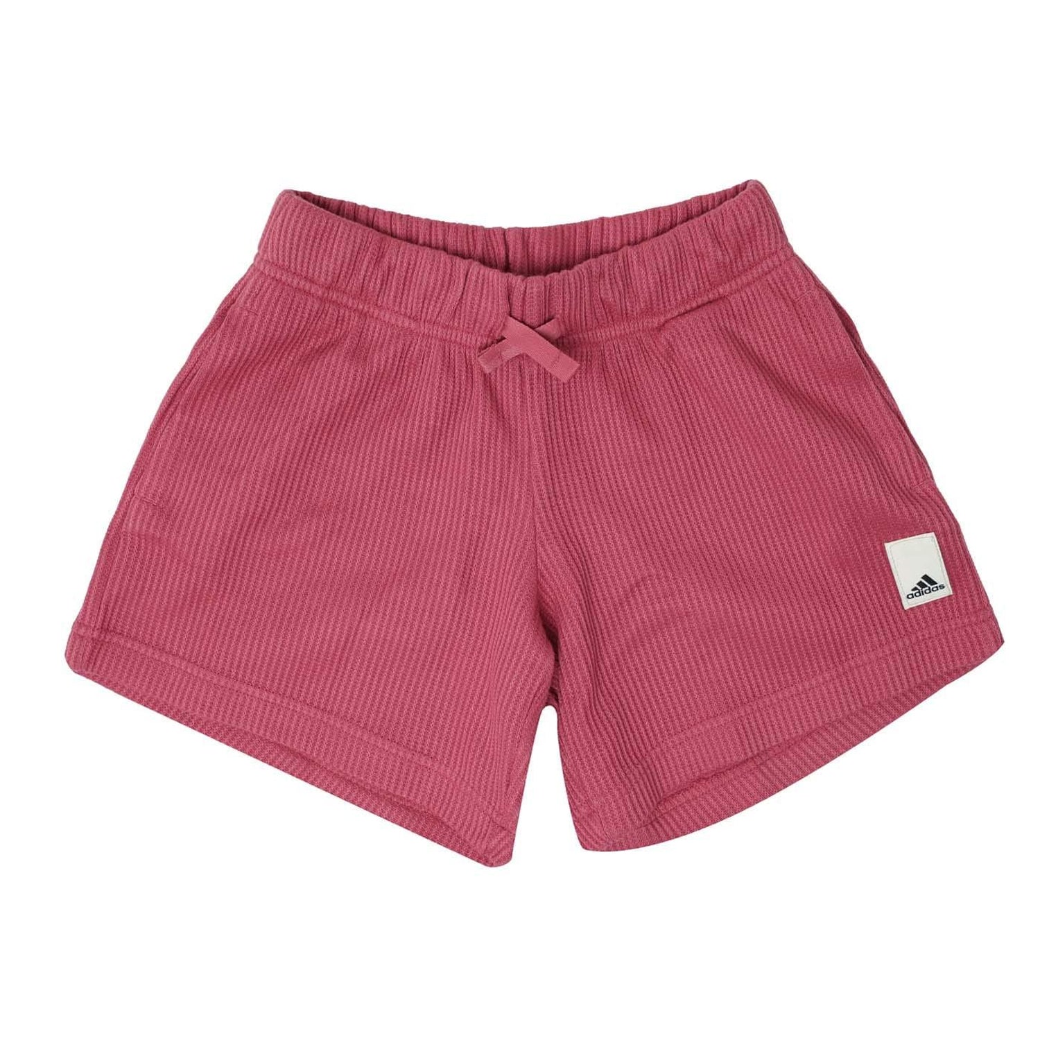 Pink - Front - Adidas Boys Waffle Knit Loose Fit Lounge Shorts