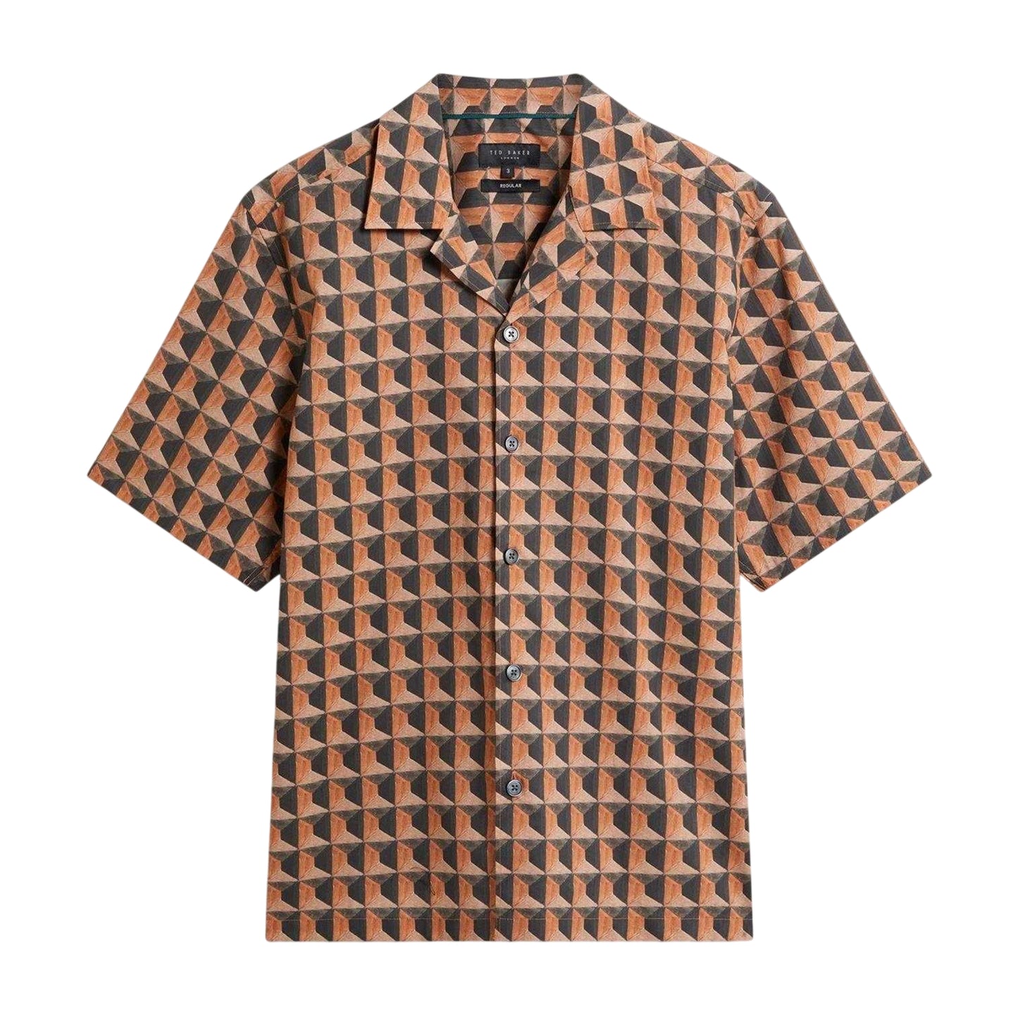Brown Reddish - Front - Ted Baker Mens Geometric Short-Sleeved Shirt