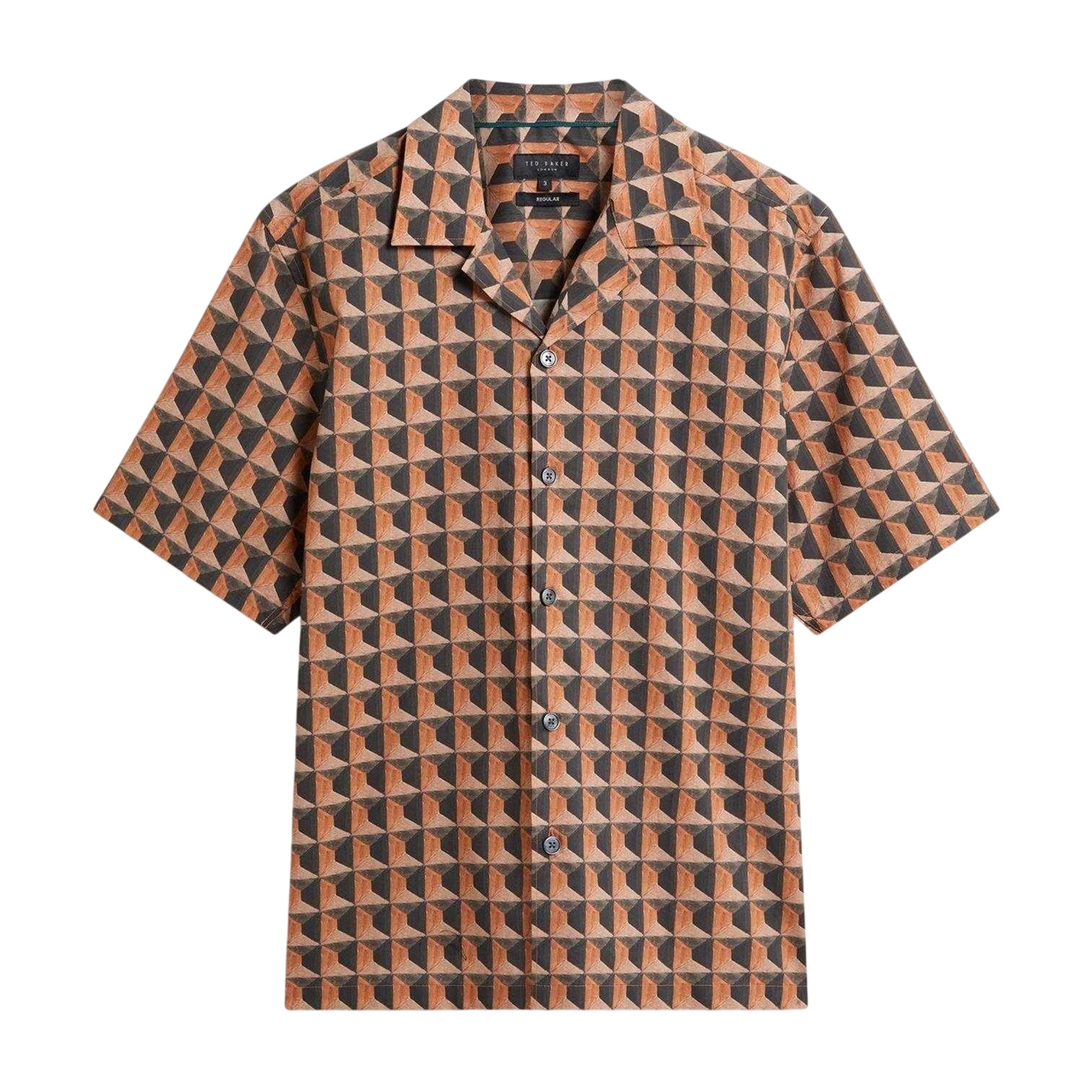 Brown Reddish - Front - Ted Baker Mens Geometric Short-Sleeved Shirt