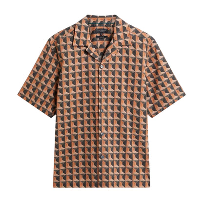 Brown Reddish - Front - Ted Baker Mens Geometric Short-Sleeved Shirt