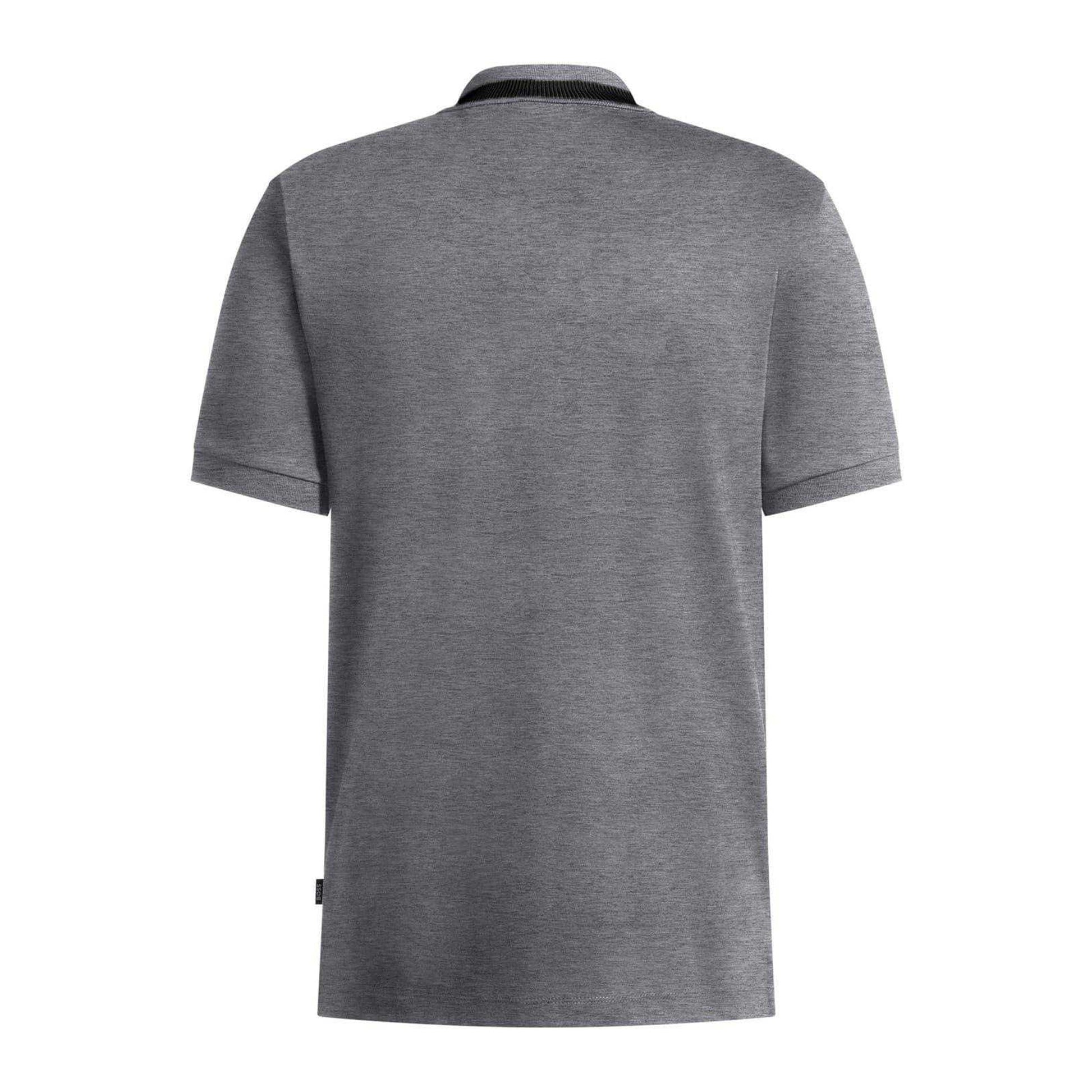 Medium Grey - Back - Boss Mens Melange Regular Polo Shirt