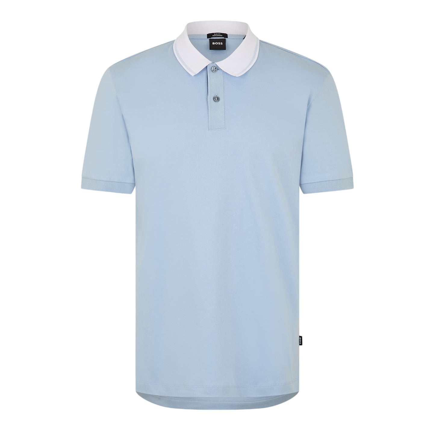 Pastel Blue - Front - Boss Mens Melange Regular Polo Shirt