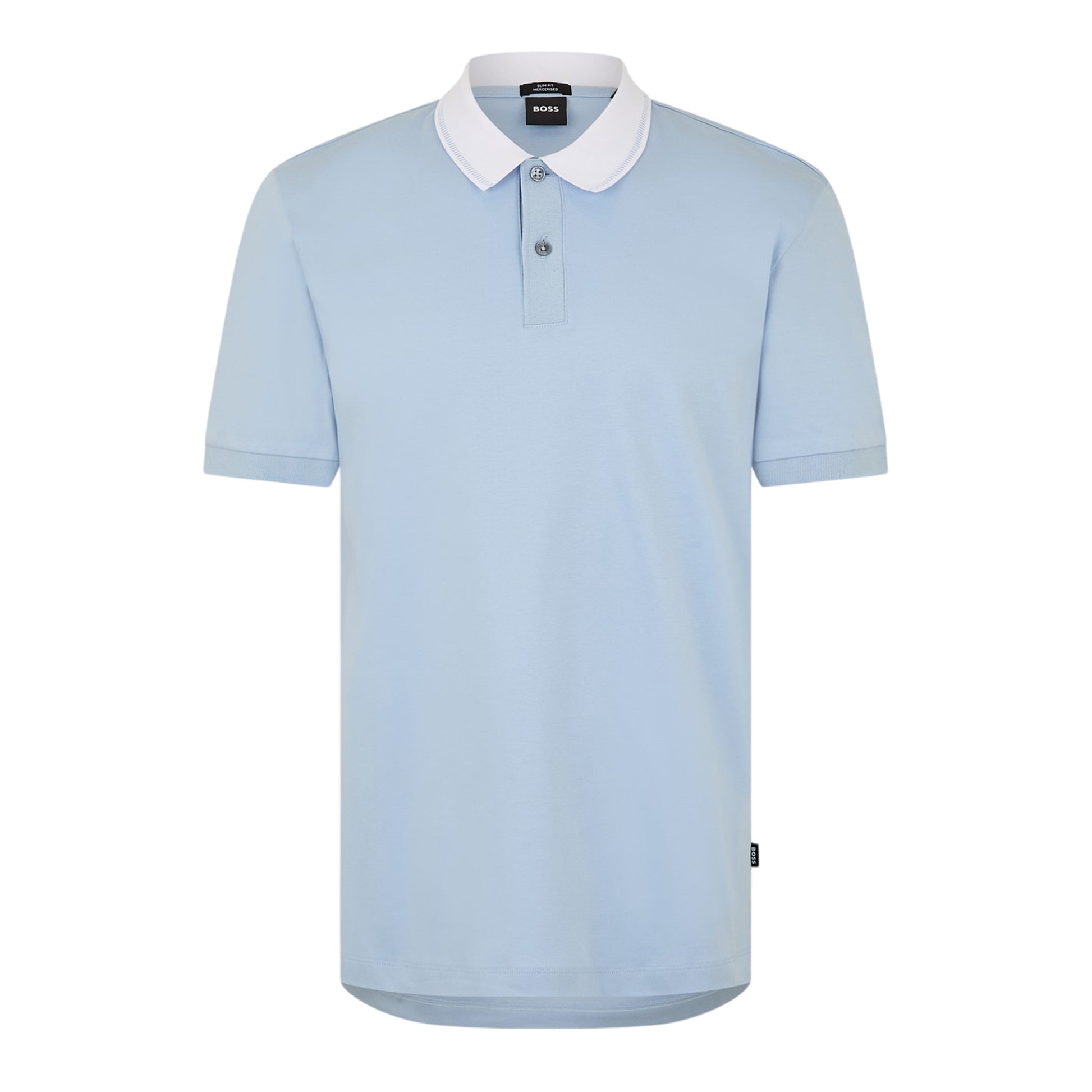 Pastel Blue - Front - Boss Mens Melange Regular Polo Shirt