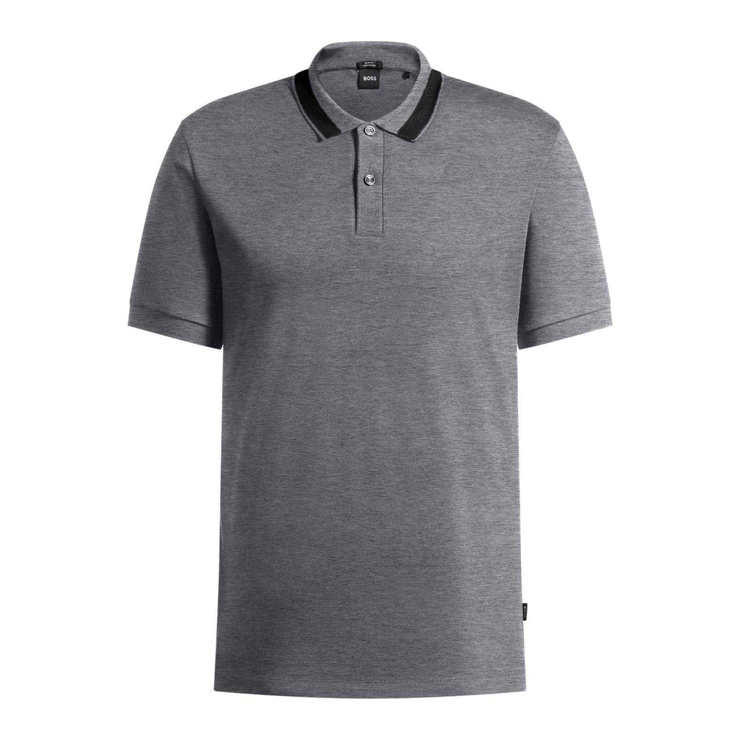 Medium Grey - Front - Boss Mens Melange Regular Polo Shirt