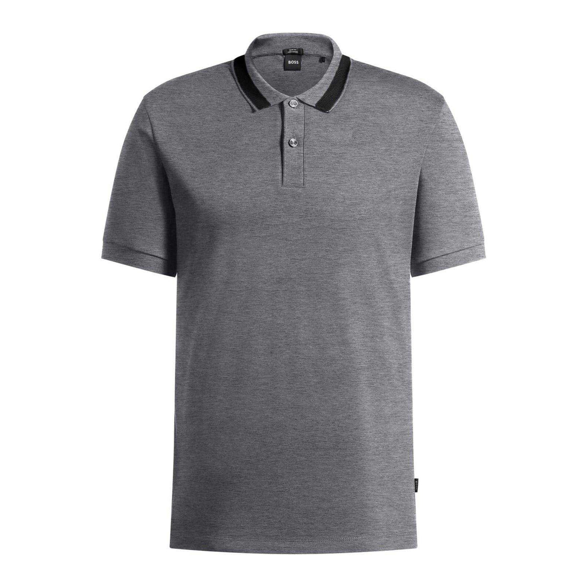 Medium Grey - Front - Boss Mens Melange Regular Polo Shirt
