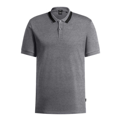 Medium Grey - Front - Boss Mens Melange Regular Polo Shirt