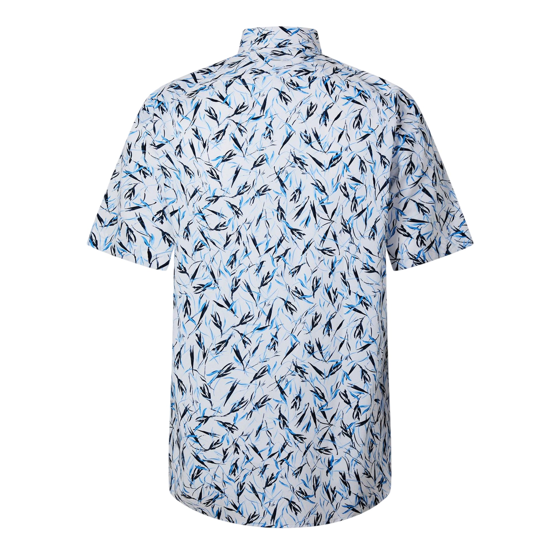 Pastel Blue - Back - Boss Mens Joe Leaf Print Short-Sleeved Shirt