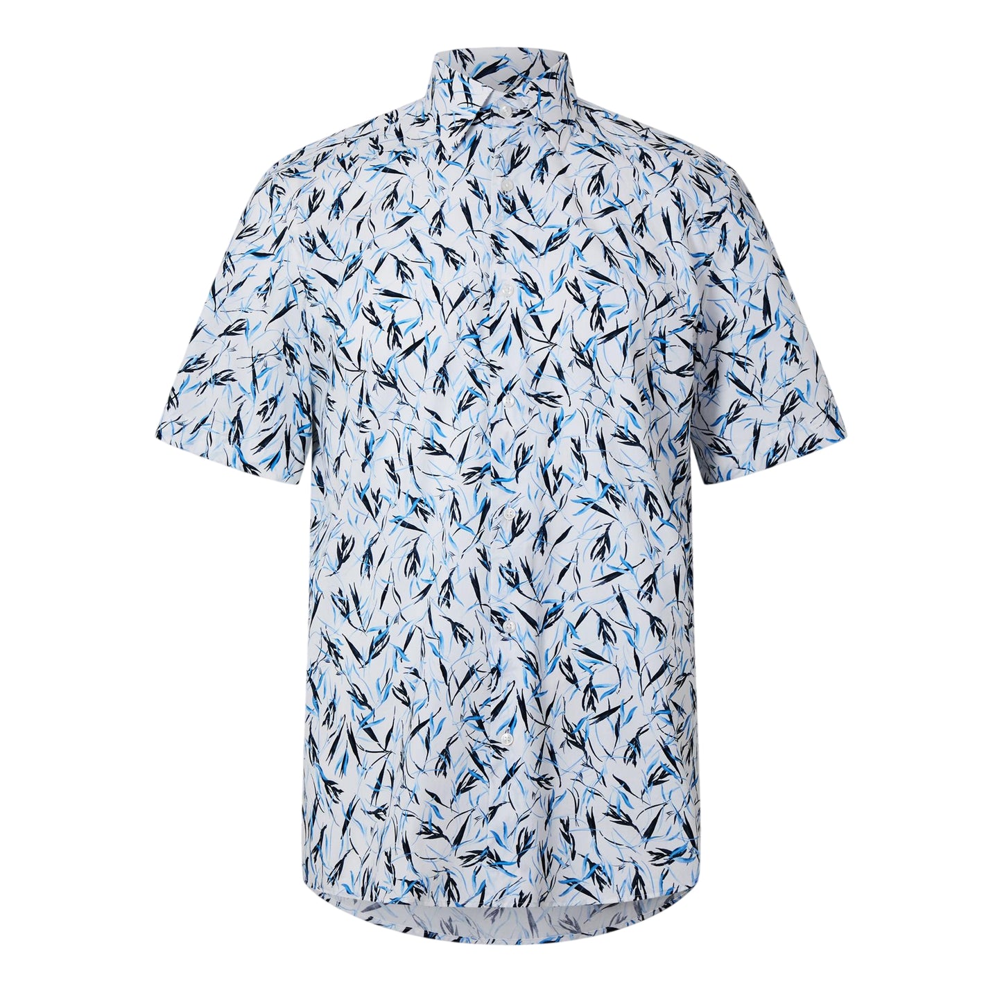 Pastel Blue - Front - Boss Mens Joe Leaf Print Short-Sleeved Shirt