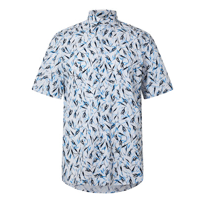 Pastel Blue - Front - Boss Mens Joe Leaf Print Short-Sleeved Shirt