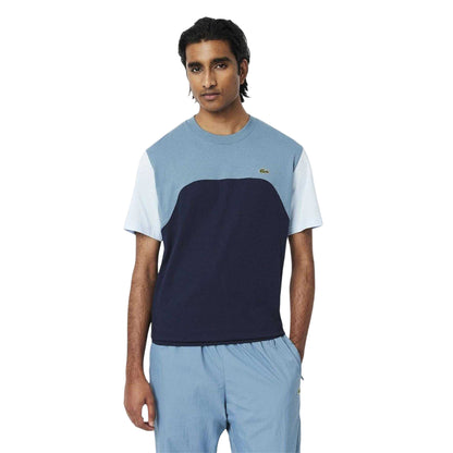 Navy - Side - Lacoste Mens Colour Block Jersey T-Shirt