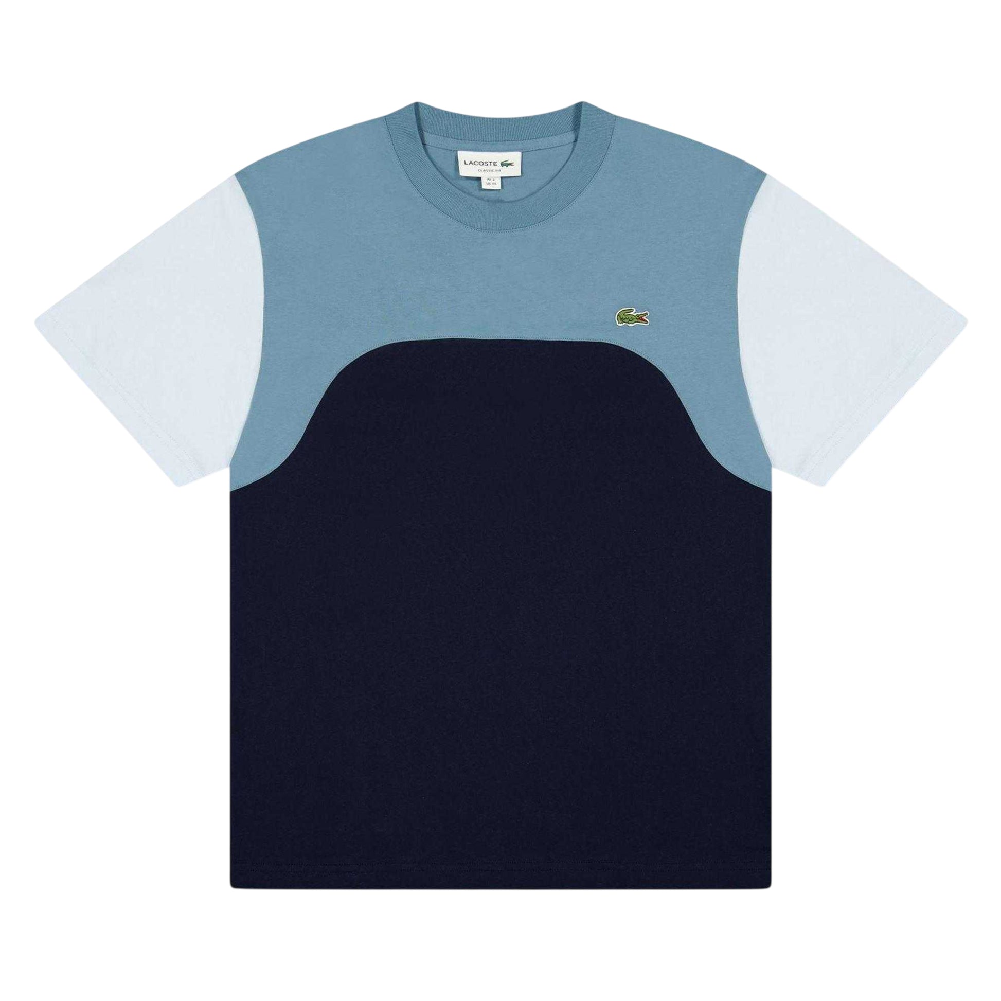 Navy - Front - Lacoste Mens Colour Block Jersey T-Shirt