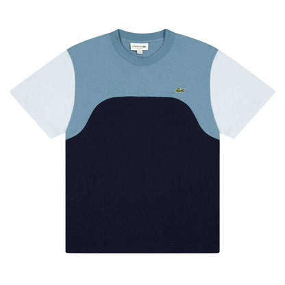 Navy - Front - Lacoste Mens Colour Block Jersey T-Shirt