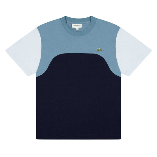 Navy - Front - Lacoste Mens Colour Block Jersey T-Shirt