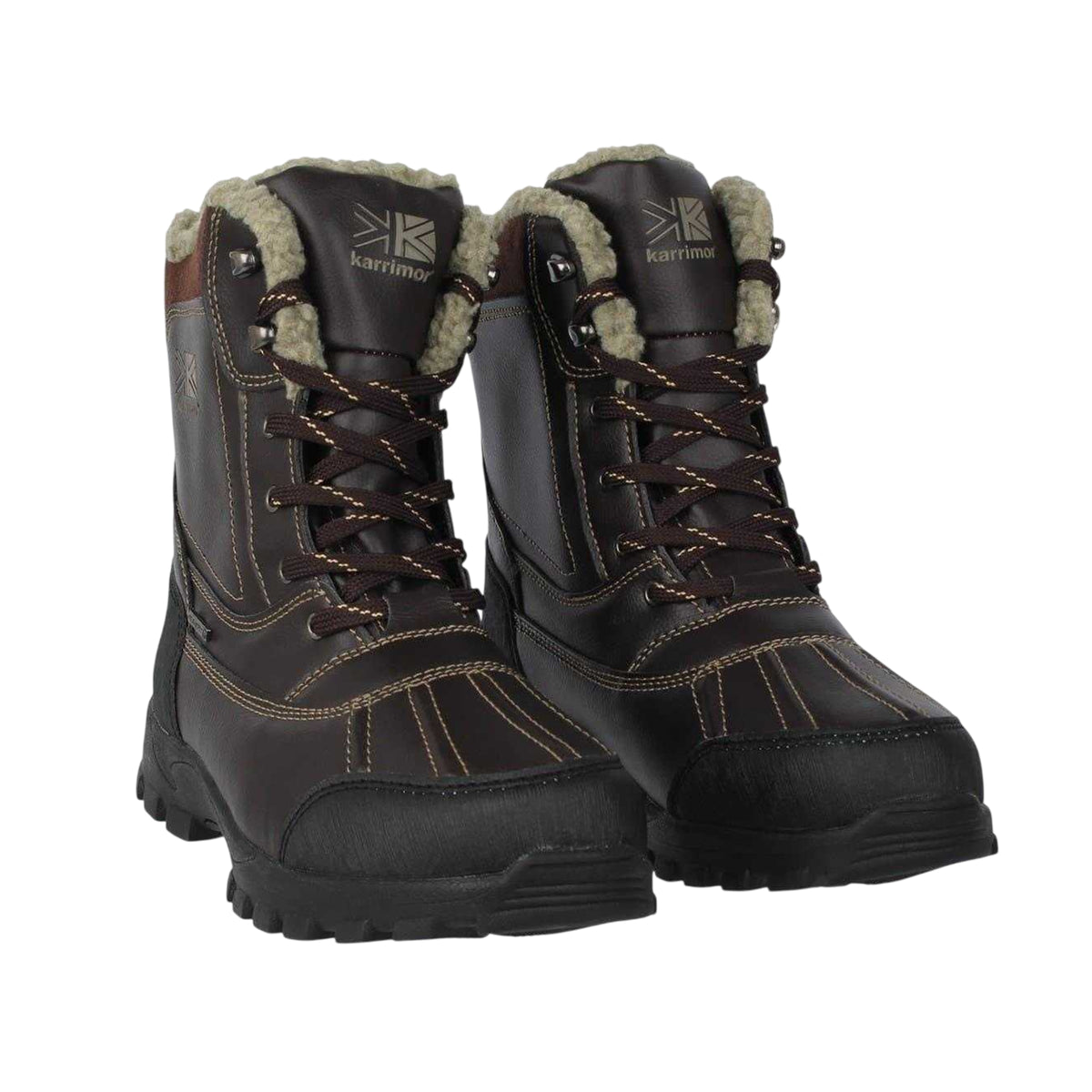 Brown - Side - Karrimor Mens Logo Mid Calf Snow Boots