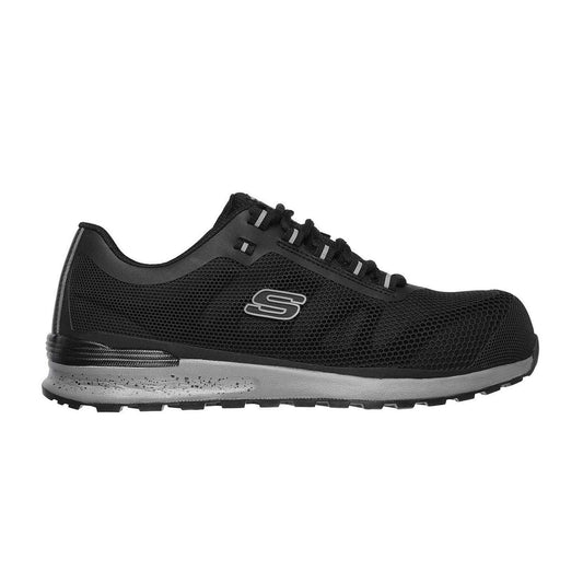 Black - Front - Skechers Mens Lyndale Mesh Steel Toe Cap Safety Boots