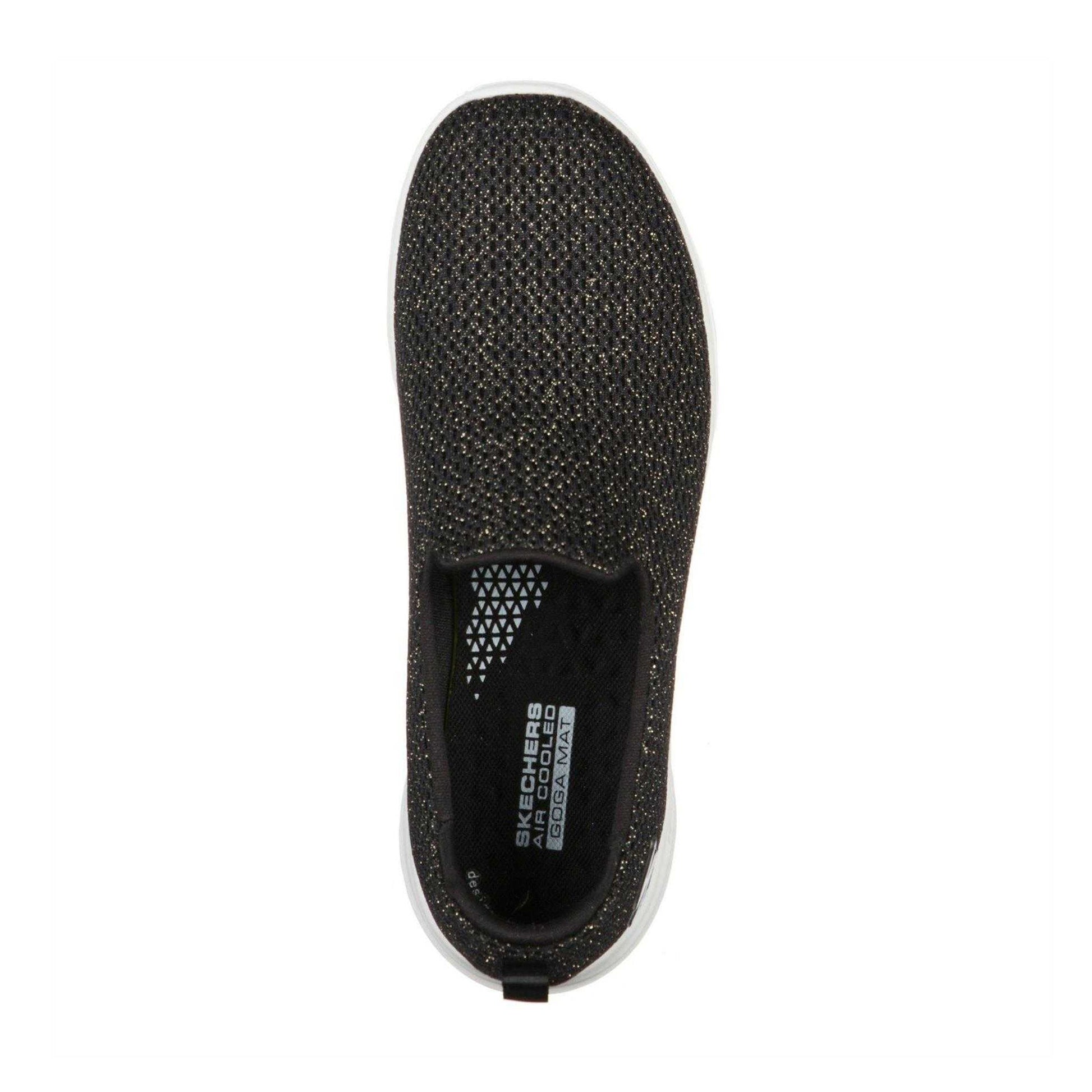 Black-Gold - Side - Skechers Womens-Ladies Go Walk Joy Sparkle Trainers